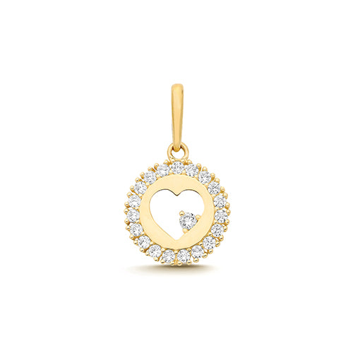 9ct Yellow Gold CZ Heart Charm - PN1369
