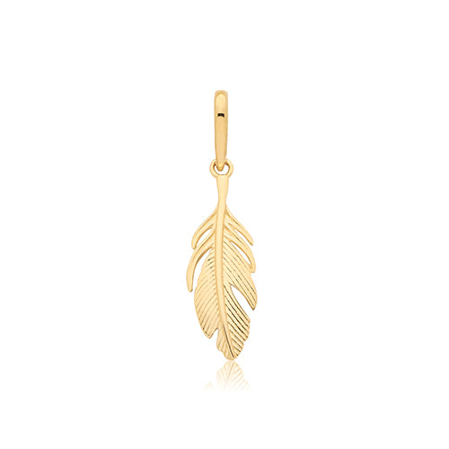 9ct Yellow Gold Feather Pendant - PN1417