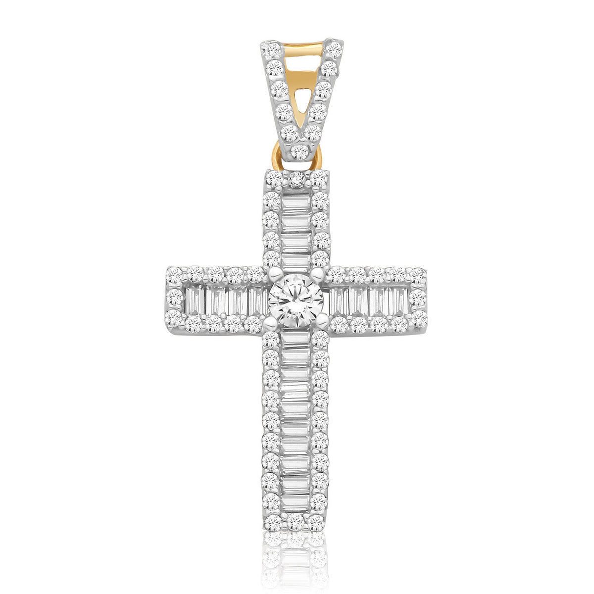 9ct Yellow Gold CZ Cross Pendant - PN562