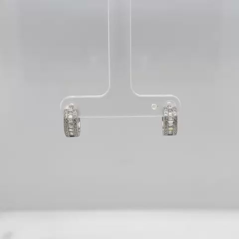 Load video: 40mm Silver CZ Initial Pendant With Hoops