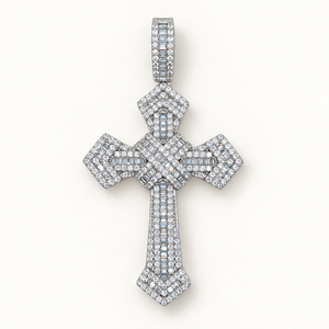 Silver CZ Cross 3 pendant
