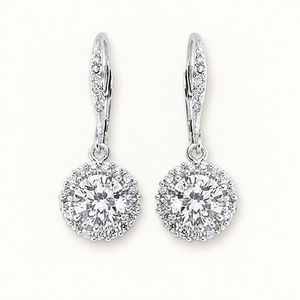 Silver CZ drop earrings