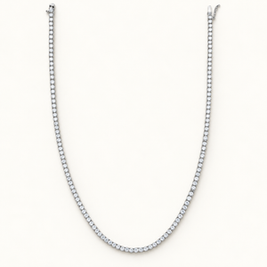 4 mm silver CZ tennis necklace