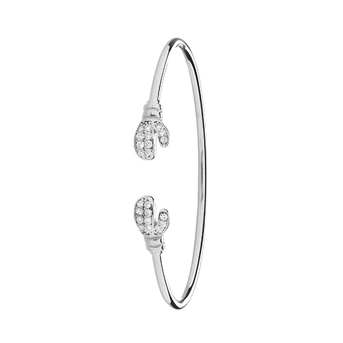 Sterling Silver Maidens' CZ Boxing Glove Torc Bangle G4034CZM