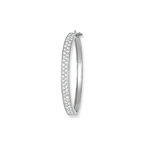 Sterling Silver Babies' CZ Hinged Bangle G4104