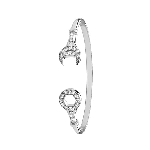 Sterling Silver Maidens' CZ Spanner Bangle G4105M