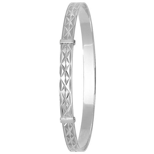 Sterling Silver Diamond Cut Expandable Bangle G4163