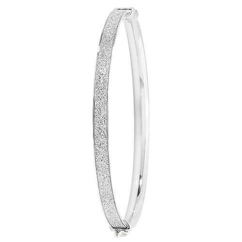 Sterling Silver Moondust Hinged Bangle G4339