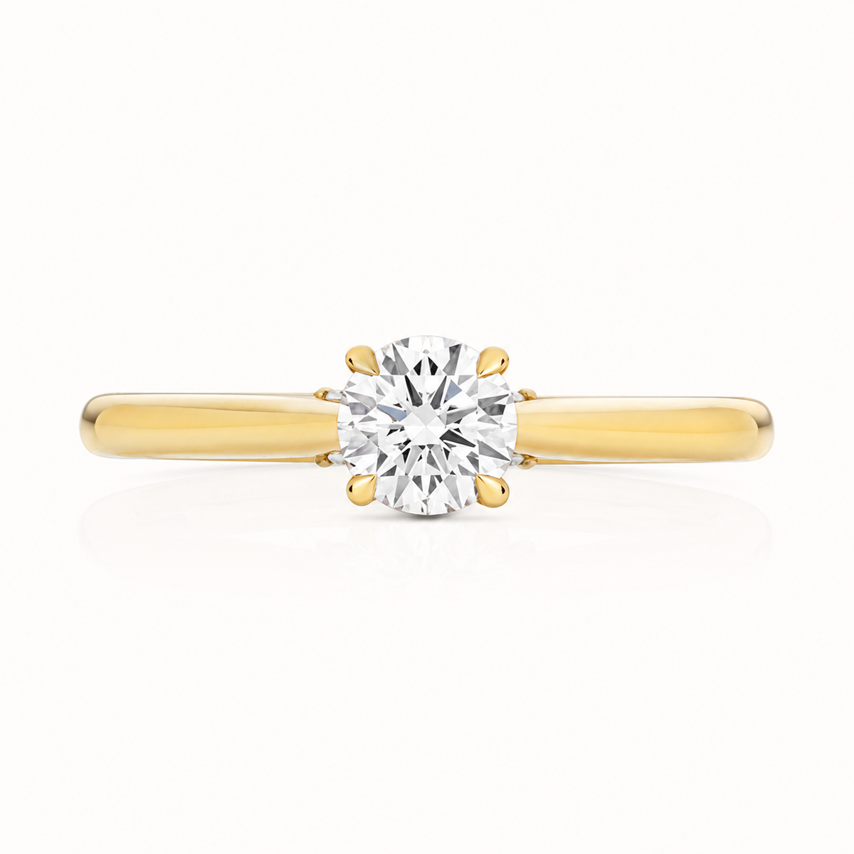 18ct Yellow Gold Round Lab Diamond Solitaire Engagement Ring – front view