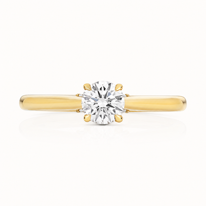 18ct Yellow Gold Round Lab Diamond Solitaire Engagement Ring – front view