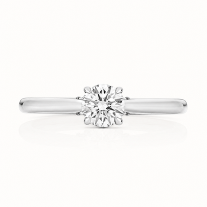 18ct White Gold Round Lab Diamond Solitaire Engagement Ring – front view