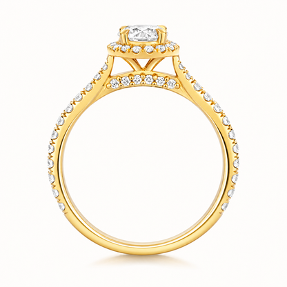 18ct yellow gold round halo lab diamond engagement ring alternative view