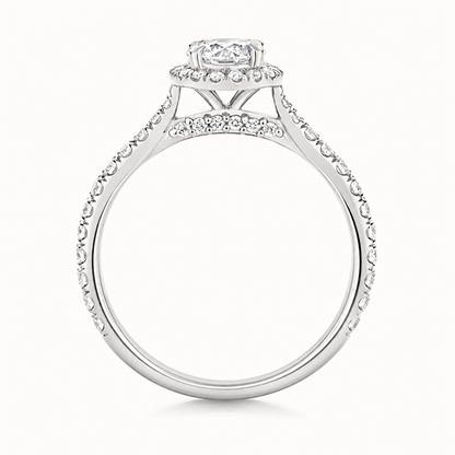 18ct white gold round halo lab diamond engagement ring alternative view