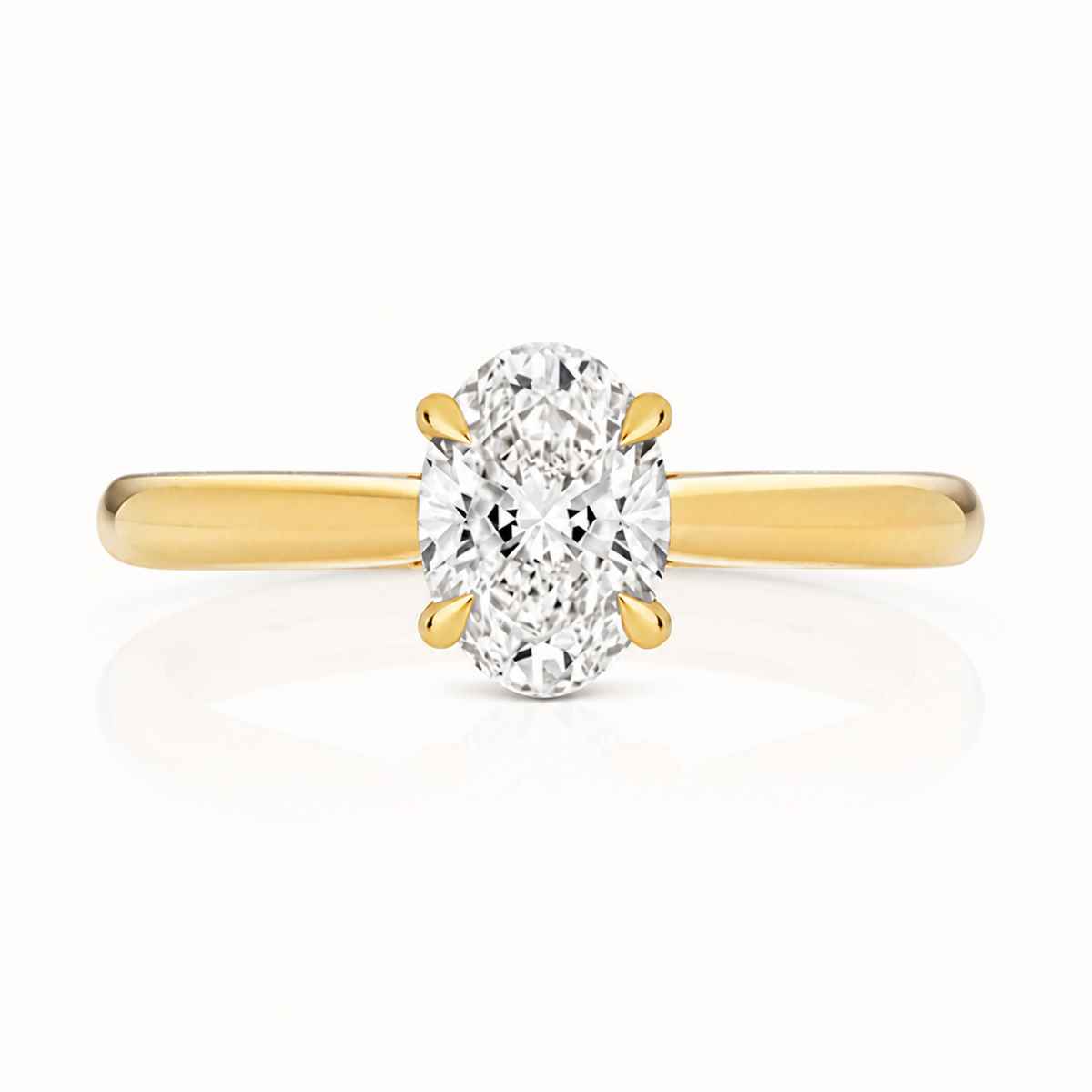 18ct yellow gold oval solitaire lab diamond engagement ring alternative view