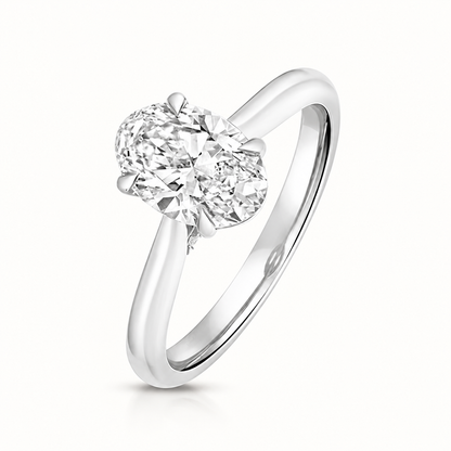 18ct white gold oval lab diamond engagement ring front view