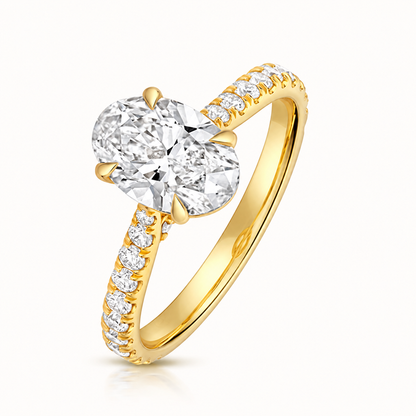 18ct yellow gold oval lab diamond engagement ring front view