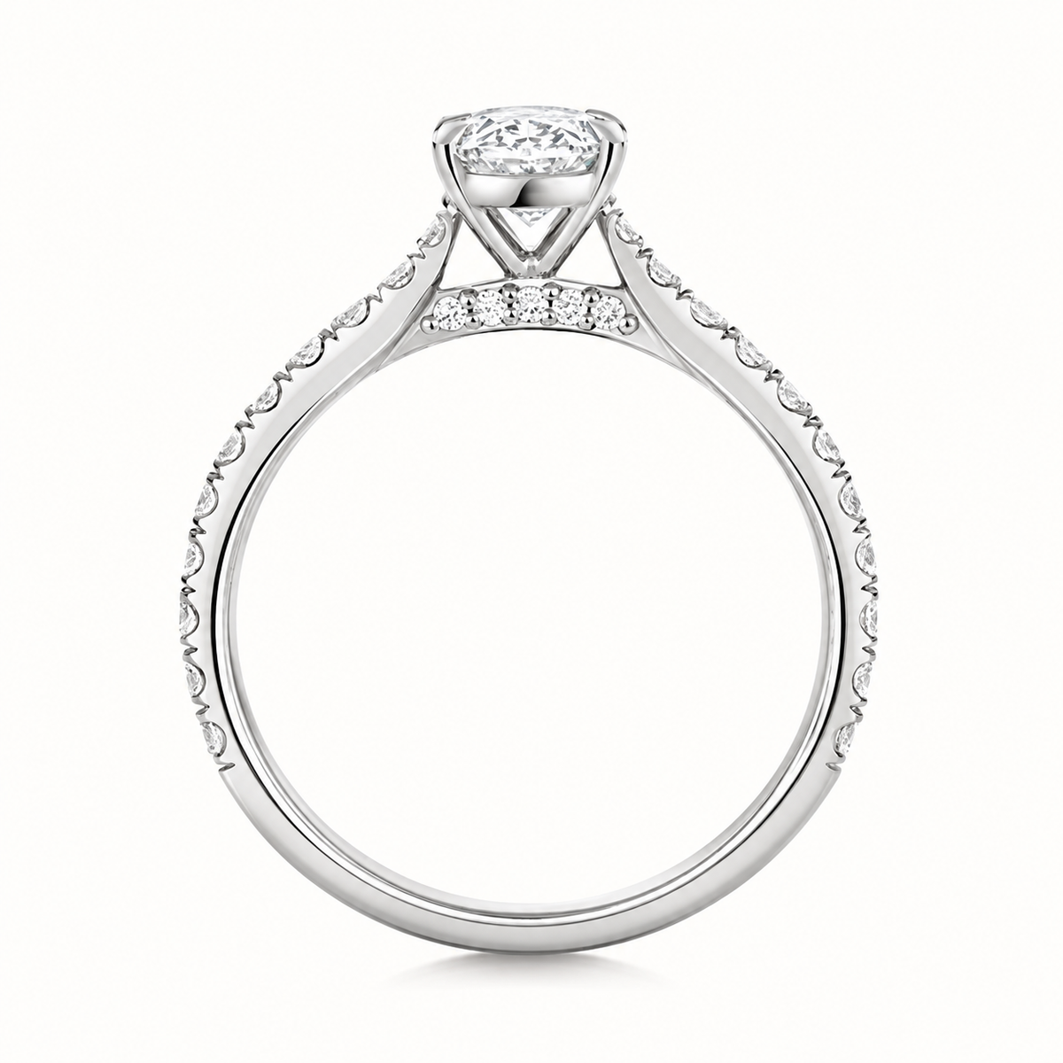 18ct white gold oval lab diamond engagement ring alternative view