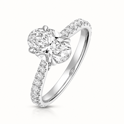18ct white gold oval lab diamond engagement ring front view
