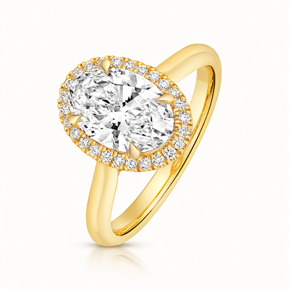 18ct yellow gold oval lab diamond engagement ring front view