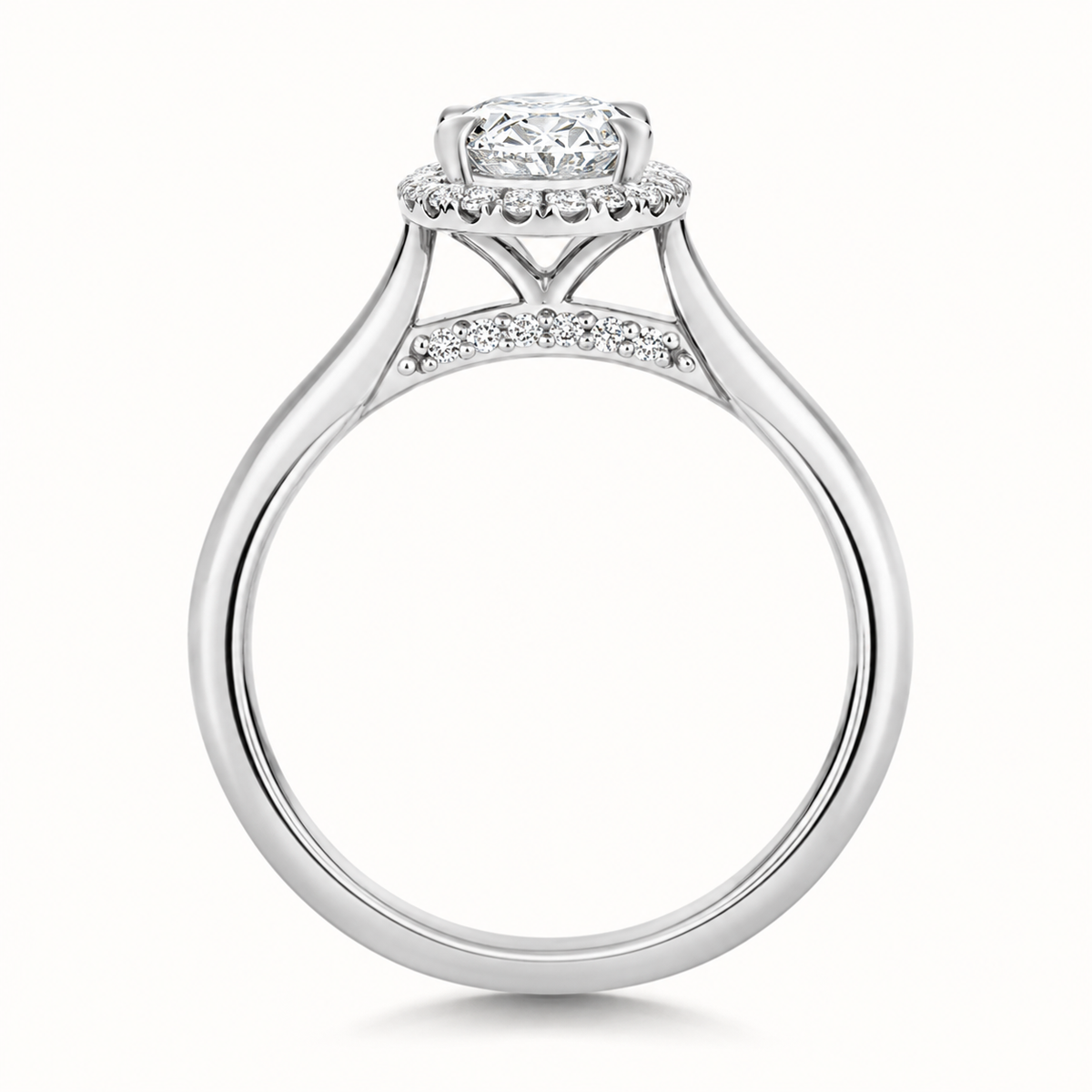 18ct white gold oval lab diamond engagement ring alternative view
