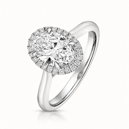 18ct white gold oval lab diamond engagement ring front view