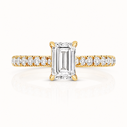 18ct yellow gold emerald cut lab diamond engagement ring alternative view