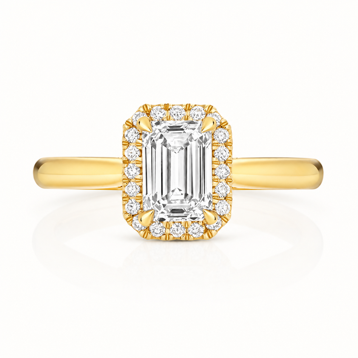 18ct yellow gold emerald cut lab diamond engagement ring alternative view