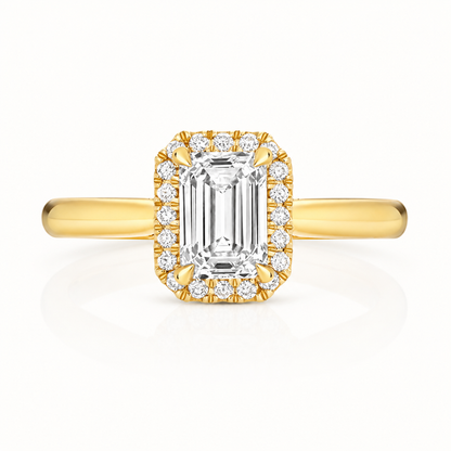 18ct yellow gold emerald cut lab diamond engagement ring alternative view