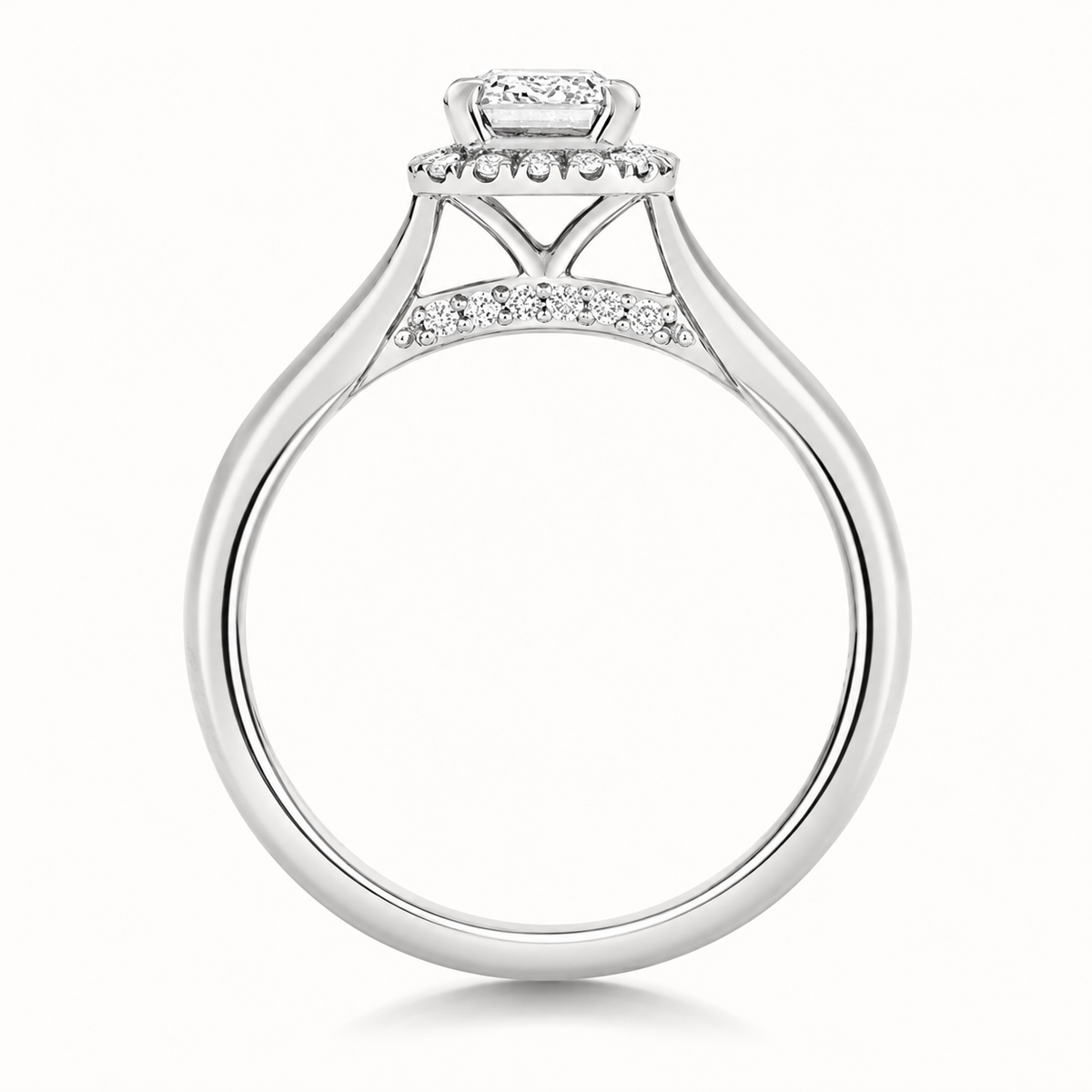 18ct white gold emerald cut lab diamond engagement ring alternative view