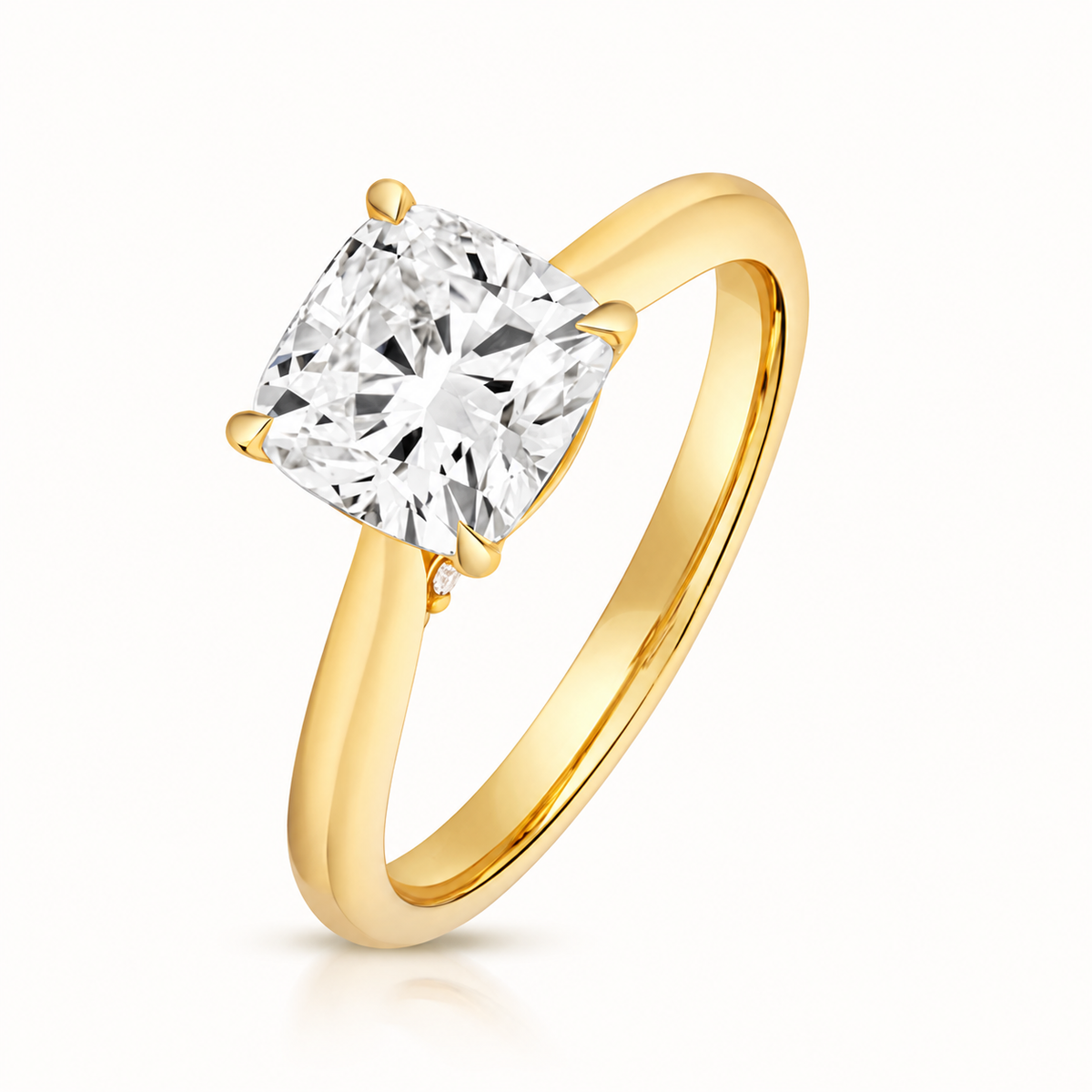 18ct gold cushion lab diamond engagement ring alternative view