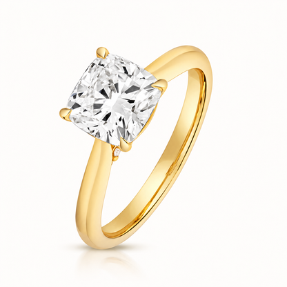 18ct gold cushion lab diamond engagement ring alternative view