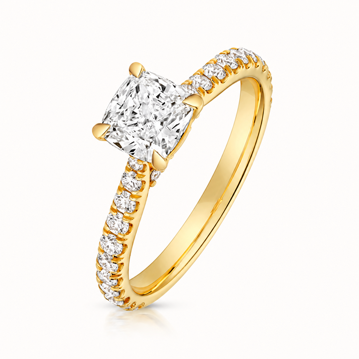 18ct gold cushion lab diamond engagement ring alternative view