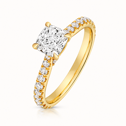18ct gold cushion lab diamond engagement ring alternative view