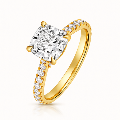 18ct gold cushion lab diamond engagement ring alternative view