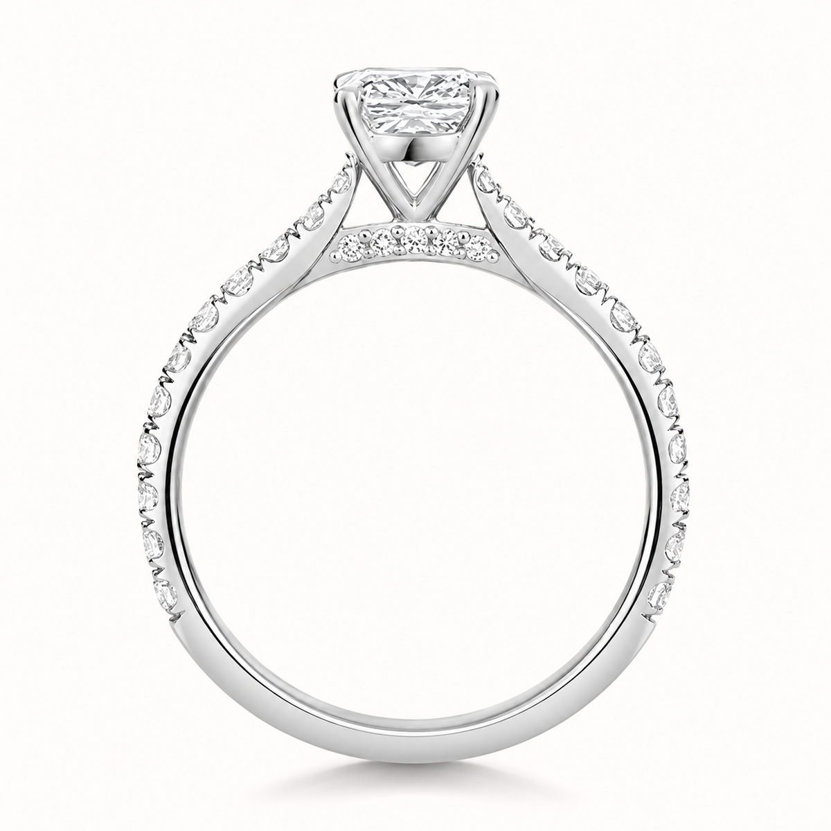18ct gold cushion lab diamond engagement ring alternative view