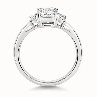 18ct gold emerald cut three stone lab diamond engagement ring alternative view