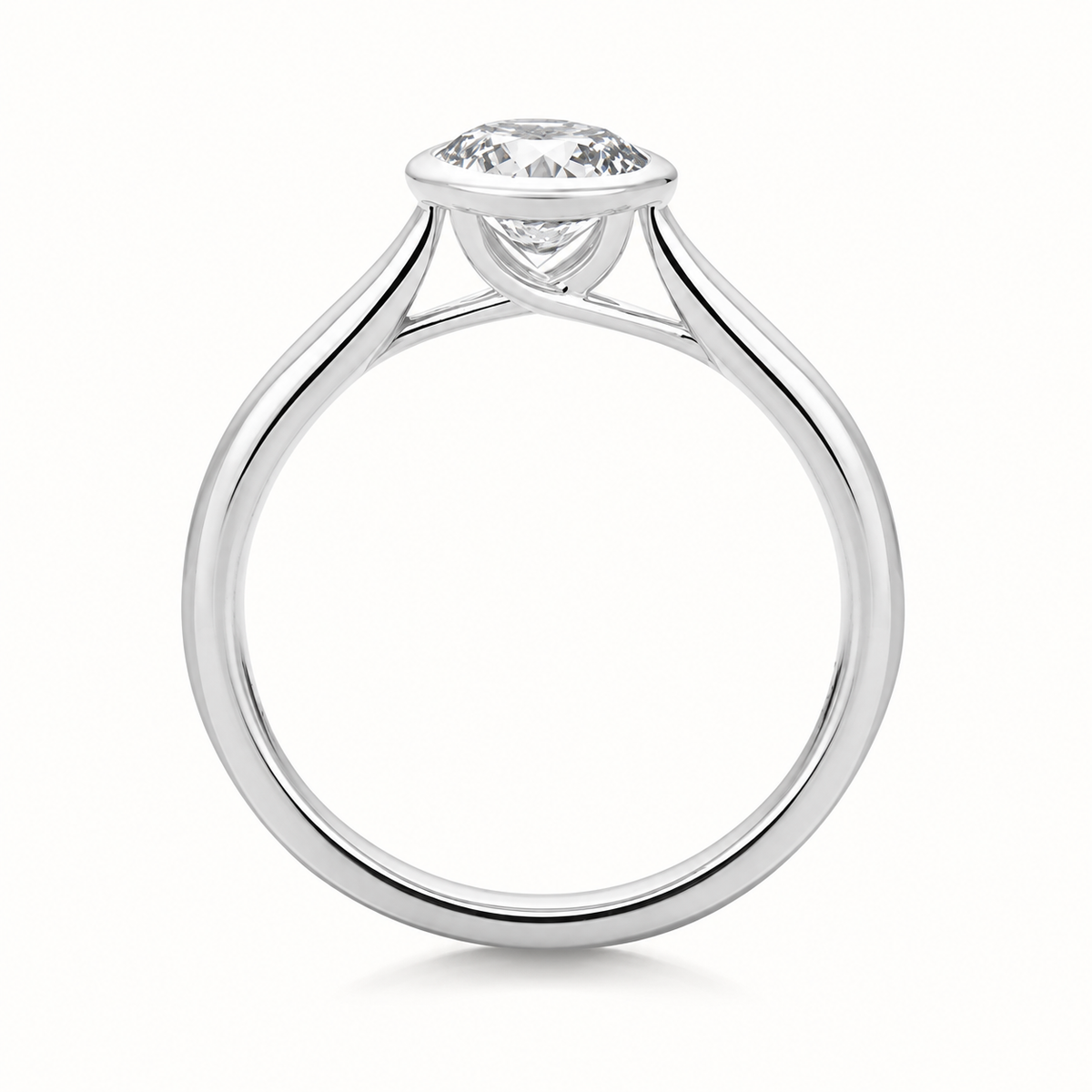 18ct gold round rubover lab diamond engagement ring alternative view