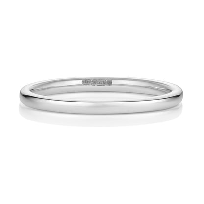 Plain Soft Court Wedding Band · 1.7mm in 9ct white gold