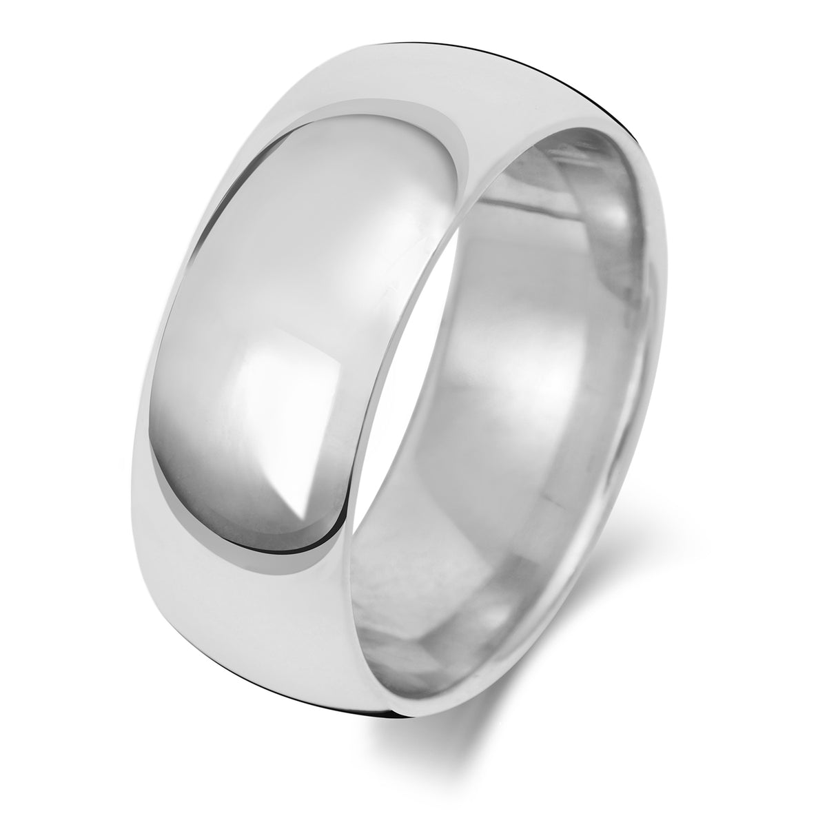 Plain Traditional Court Wedding Band · 8mm in 9ct white gold