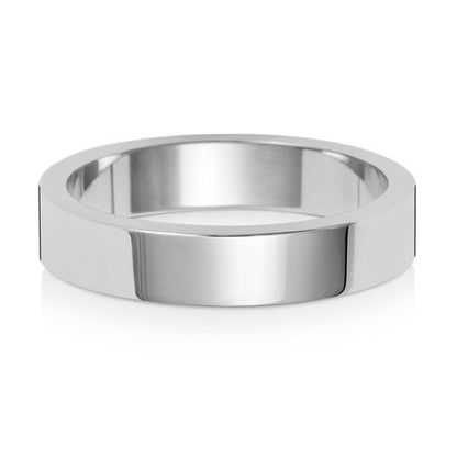 Flat Profile Wedding Band 4mm in white gold, lying flat