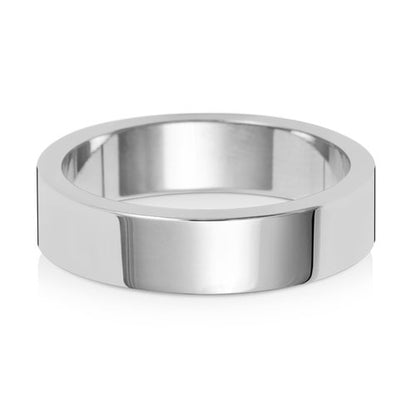 Flat Profile Wedding Band 5mm in white gold, lying flat