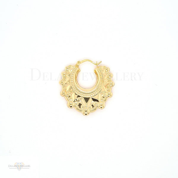 9ct Gold Round Creole Earrings