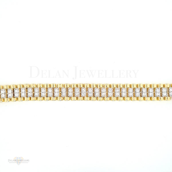 9ct Presidential 12mm Bracelet with CZ stones