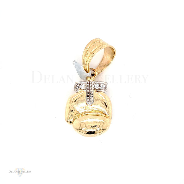 9ct Yellow Gold Boxing Glove Pendant with cz stones - 34.5 grams
