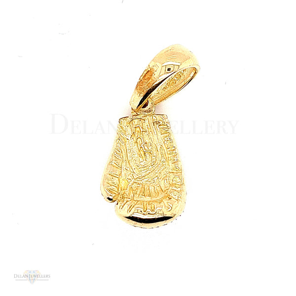 9ct Yellow Gold Boxing Glove Pendant with cz stones - 12.8 grams