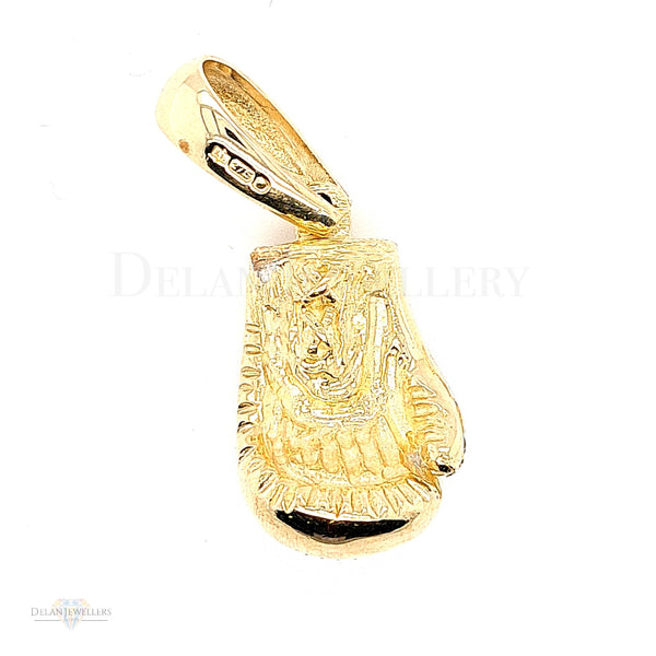 9ct Yellow Gold Boxing Glove Pendant with cz stones - 25.1 grams