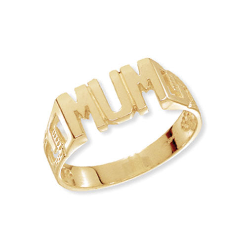 9ct Mum Ring with chain style sides - 2.9g
