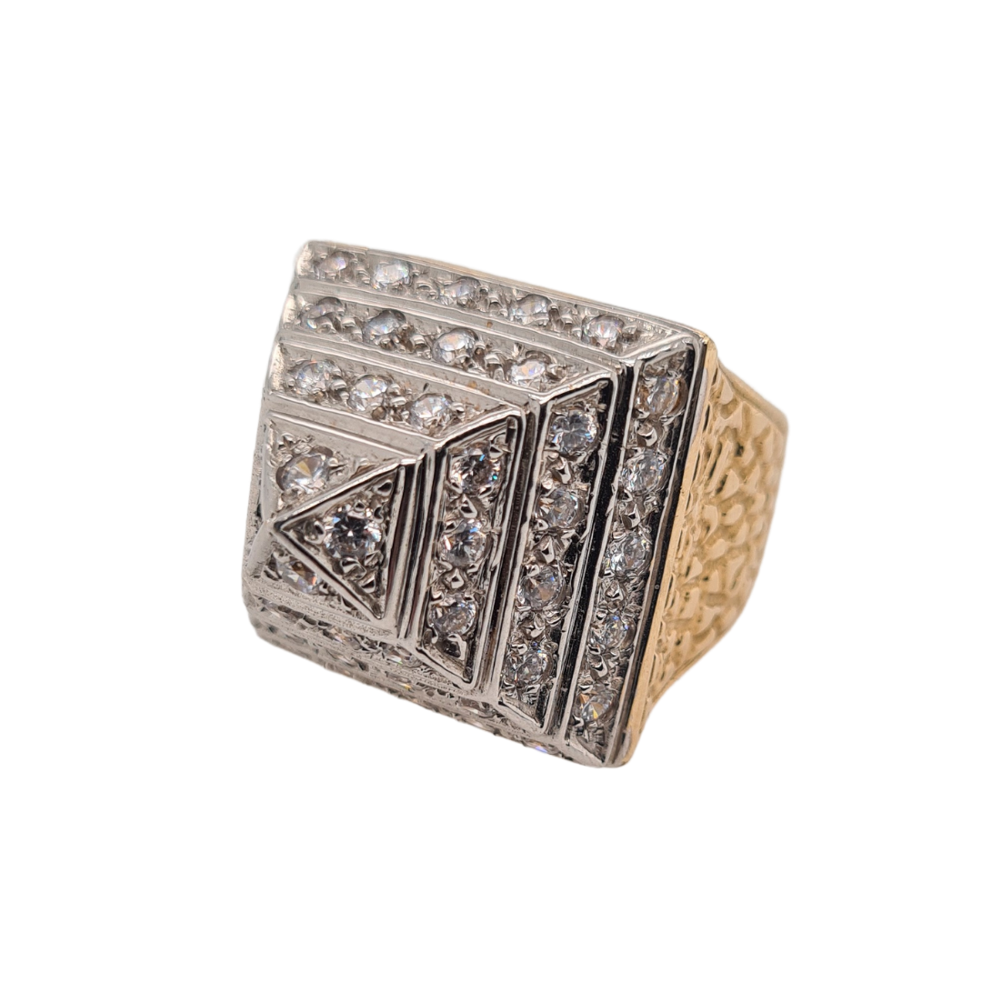 Delan Jewellers Gents Pyramid Ring with CZ Stones 49g Delan