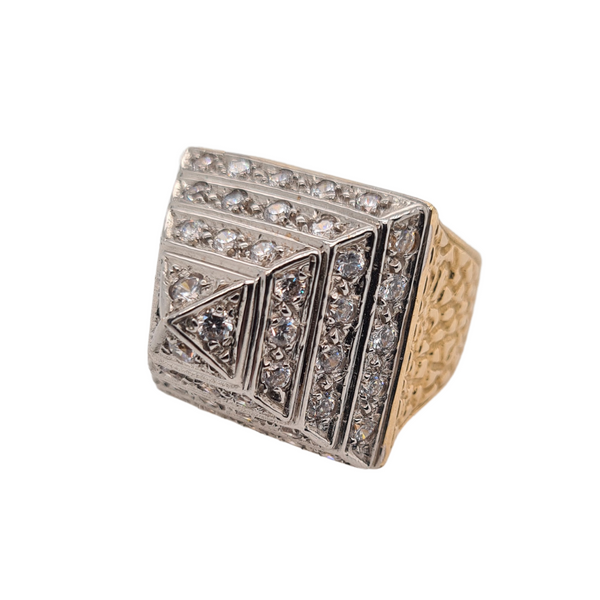 Gents Pyramid Ring with CZ Stones 49g