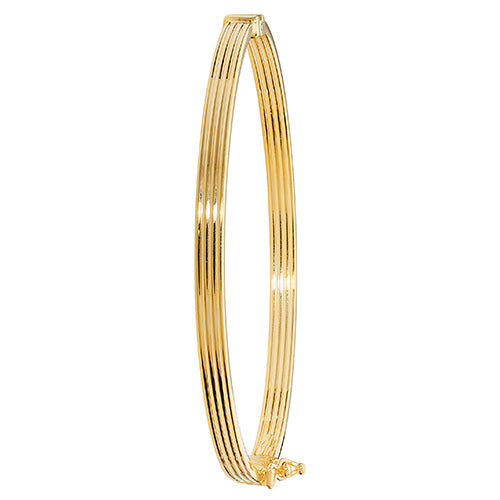 9Ct Gold Lined Design Hinged Bangle - BN383